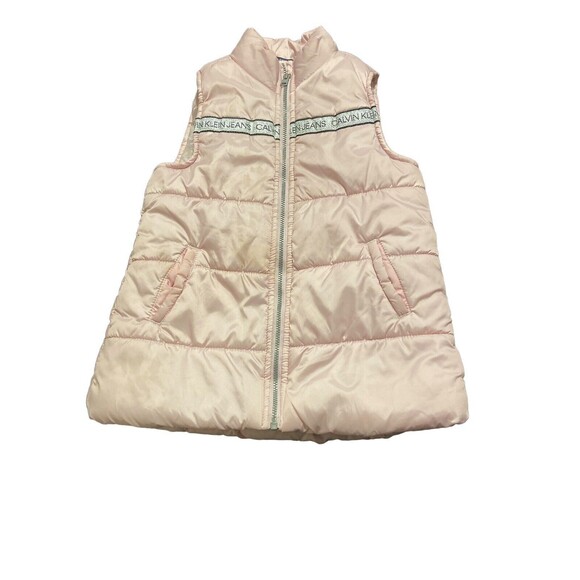 Calvin Klein Puffer Vests Girl Size 6 Zip Front Pockets Pink‎ - Picture 1 of 4